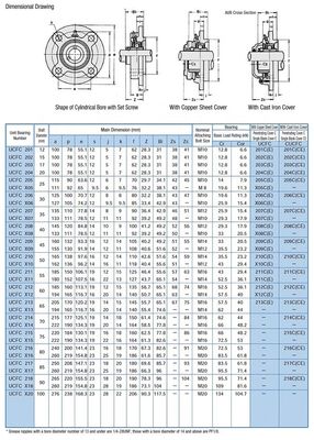 UCFC208 Cuscino a sfera in acciaio inossidabile con livello di precisione P0 P4 P5 P6 P2